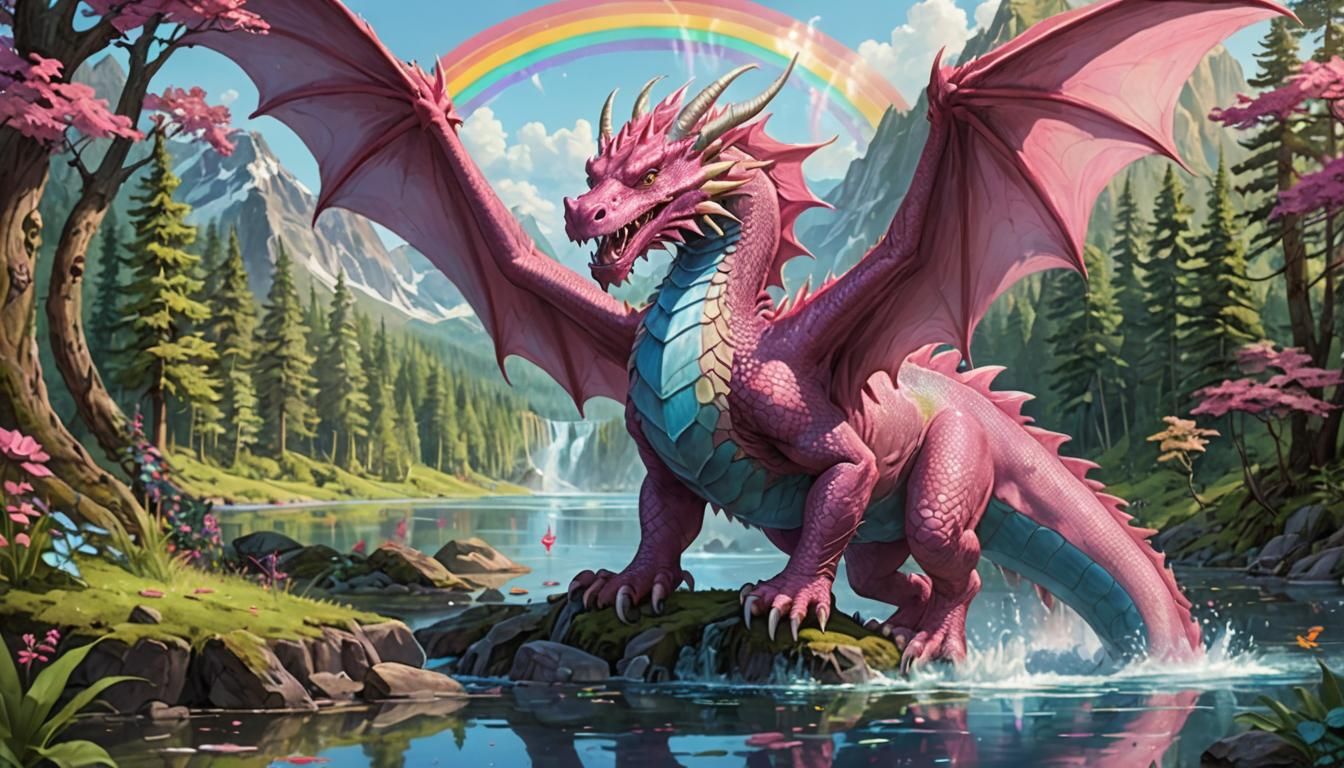 Pink Dragon Frolics Near Rainbow Lake