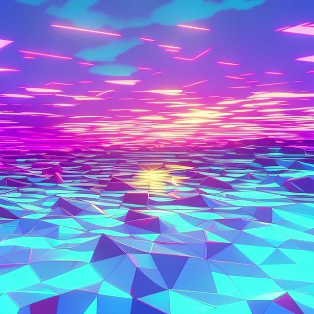 Princess Peach in Vaporwave Low-Poly 3D Render