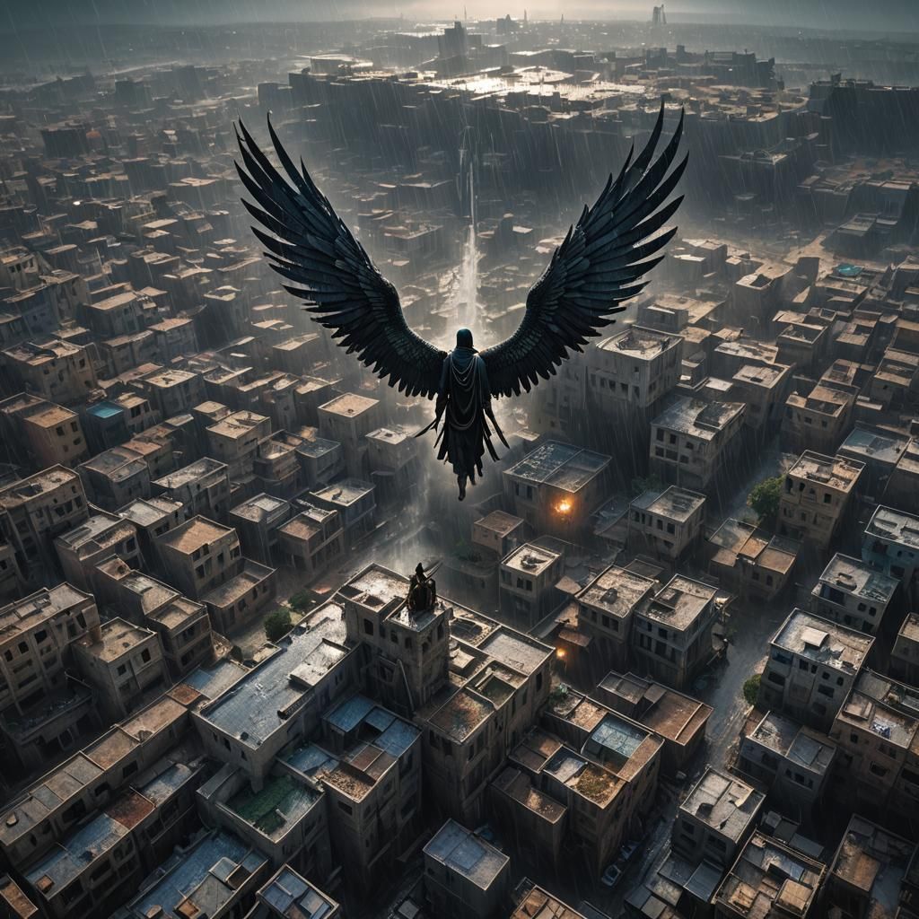Angel Protects Gaza: Detailed Matte Painting