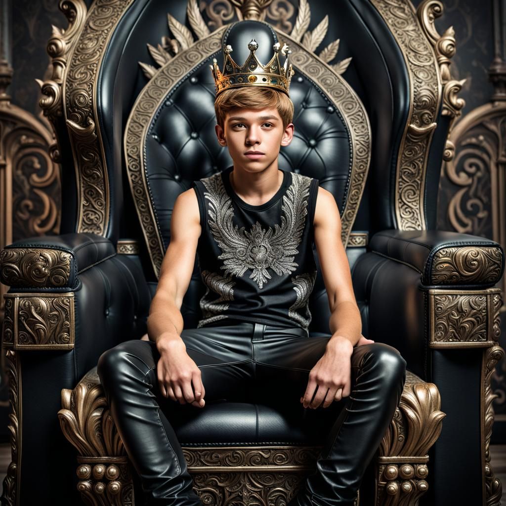 Boy Prince on Throne: Hyperrealistic HDR Portrait