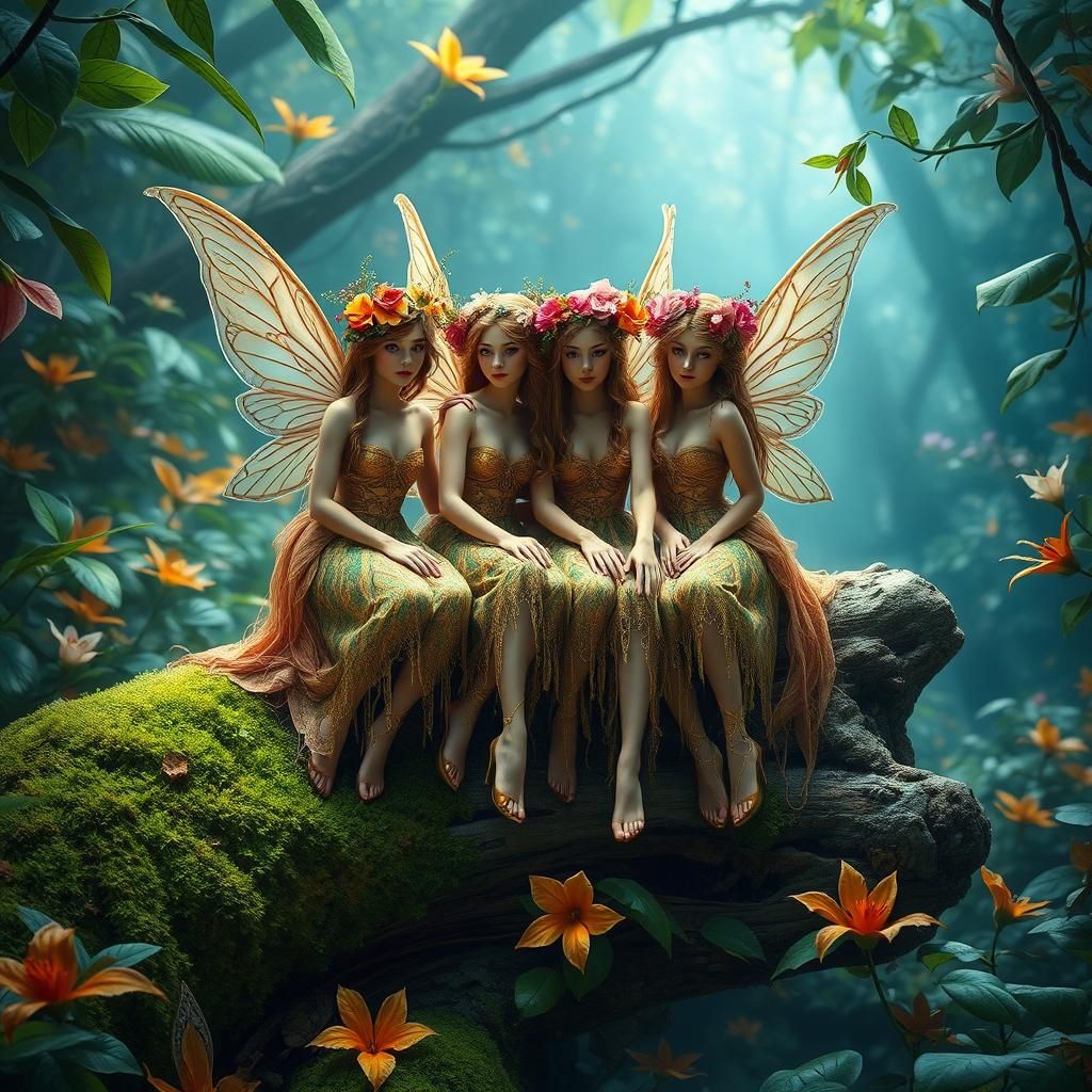 Fairies in Exotic Foliage: Fantasy Concept Art
