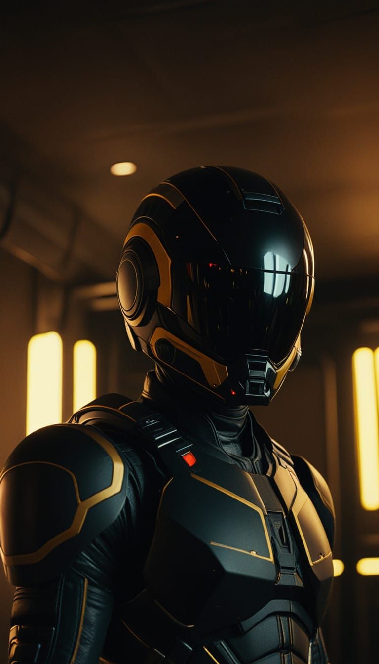 Dramatic Blacktron Pilot in Cinematic Lighting