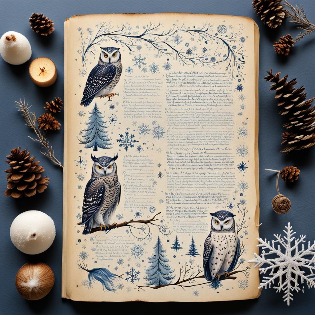 Witch's Winter Notes with Snowy Owl Illustration