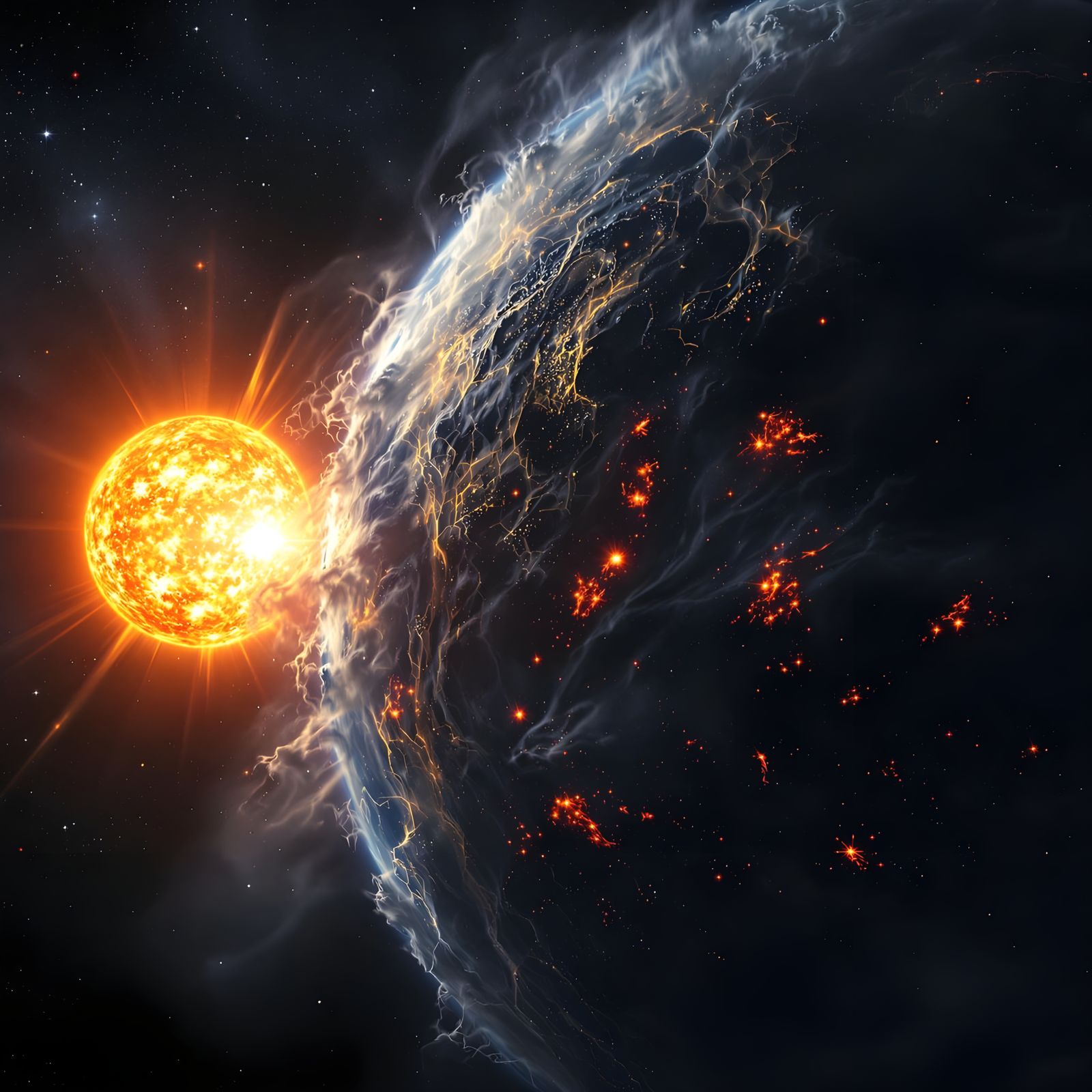 Solar Storm on a Planet with Two Suns