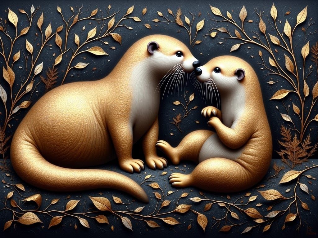 Ethereal Otter in Luxuriant Abstraction