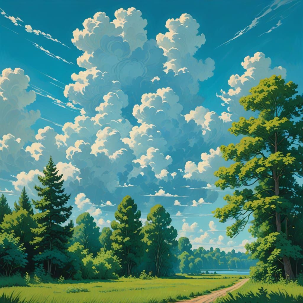 Luminous Summer Landscape in Impressionist Style