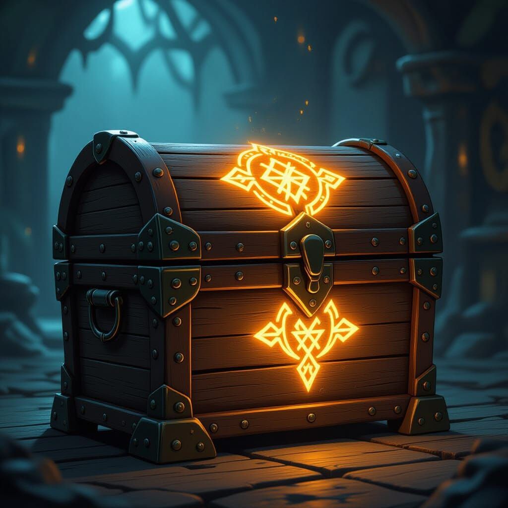 Mystical Rune-Carved Chest in Fantasy Style