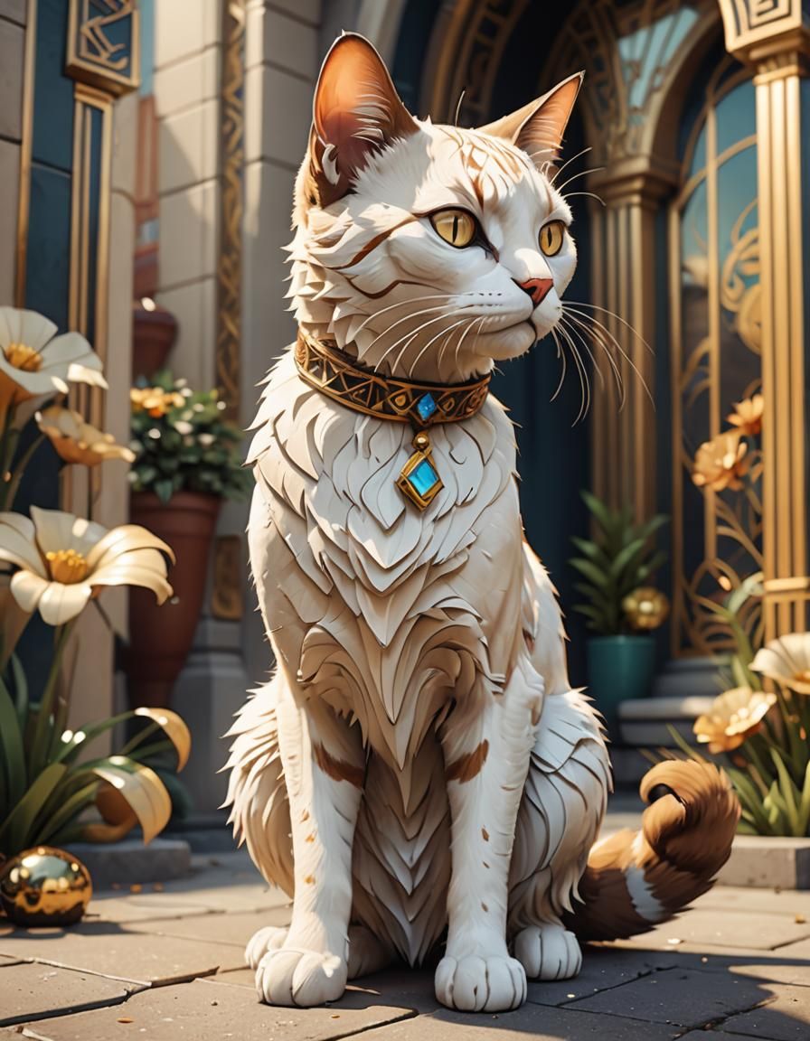 Art Deco Cat Graphic Illustration