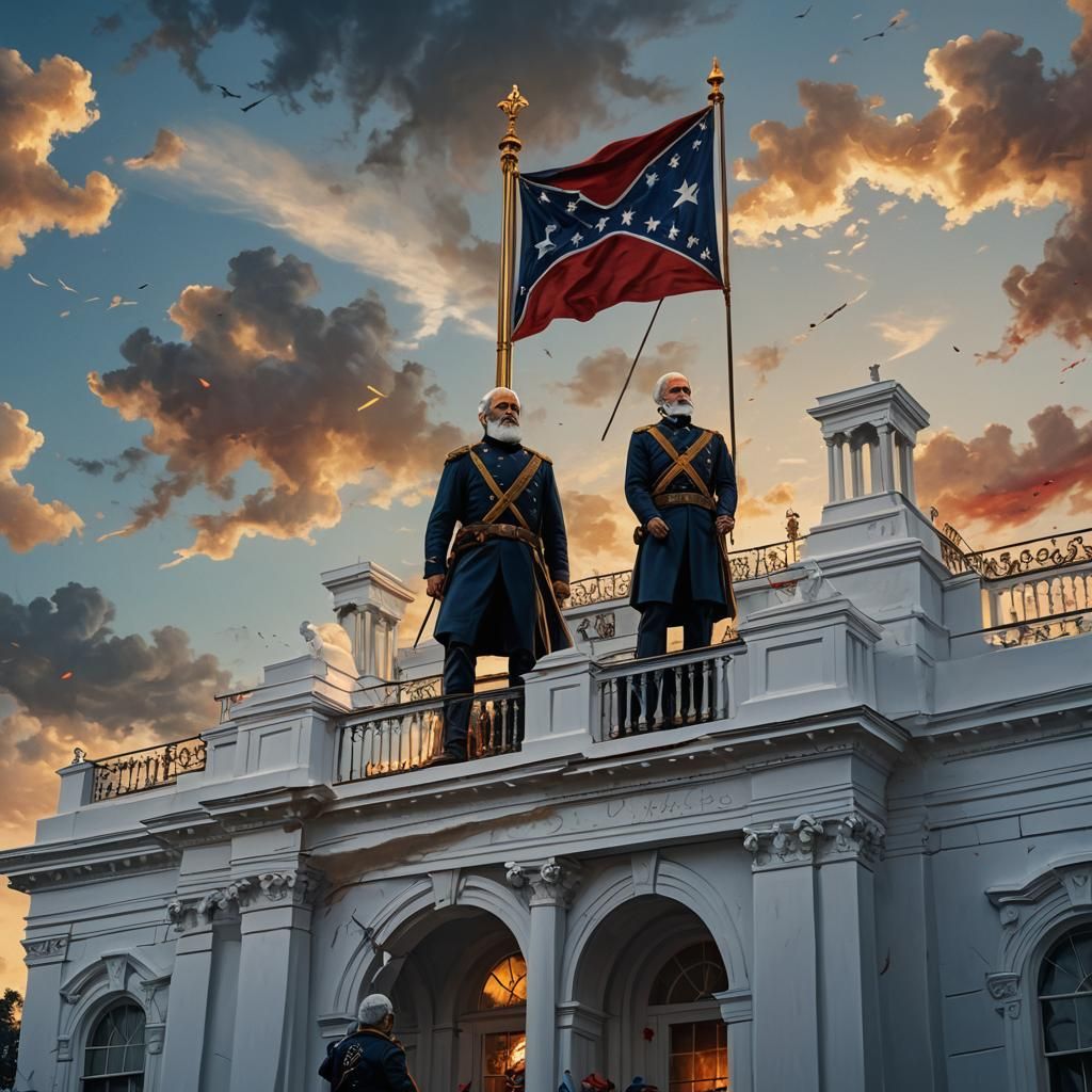 Robert E Lee Raises Flag: Dark Fantasy Matte Painting