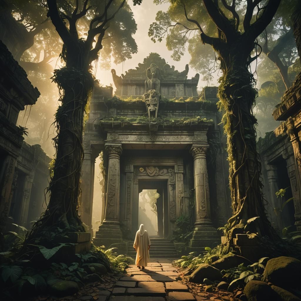 Mystical Temple Guardian in Surreal Style