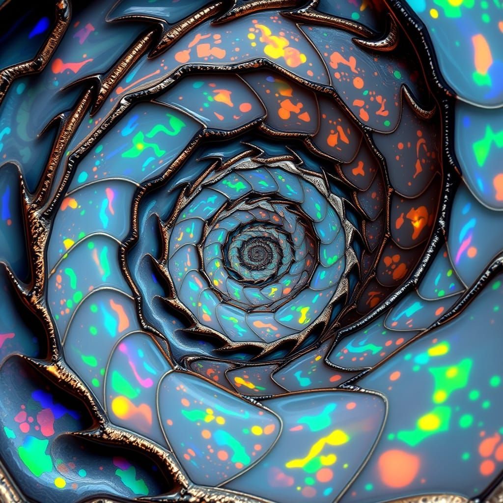 Vibrant Fractal Patterns Inspired by Nature's Opaline Beauty