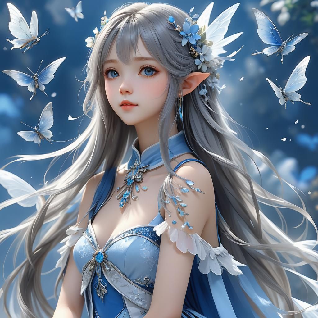 Ethereal Air Fairy Portrait in Anime Style