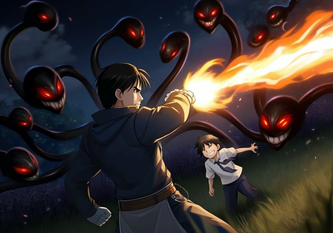 Fiery Anime Battle: Roy Mustang vs Eldritch Kid