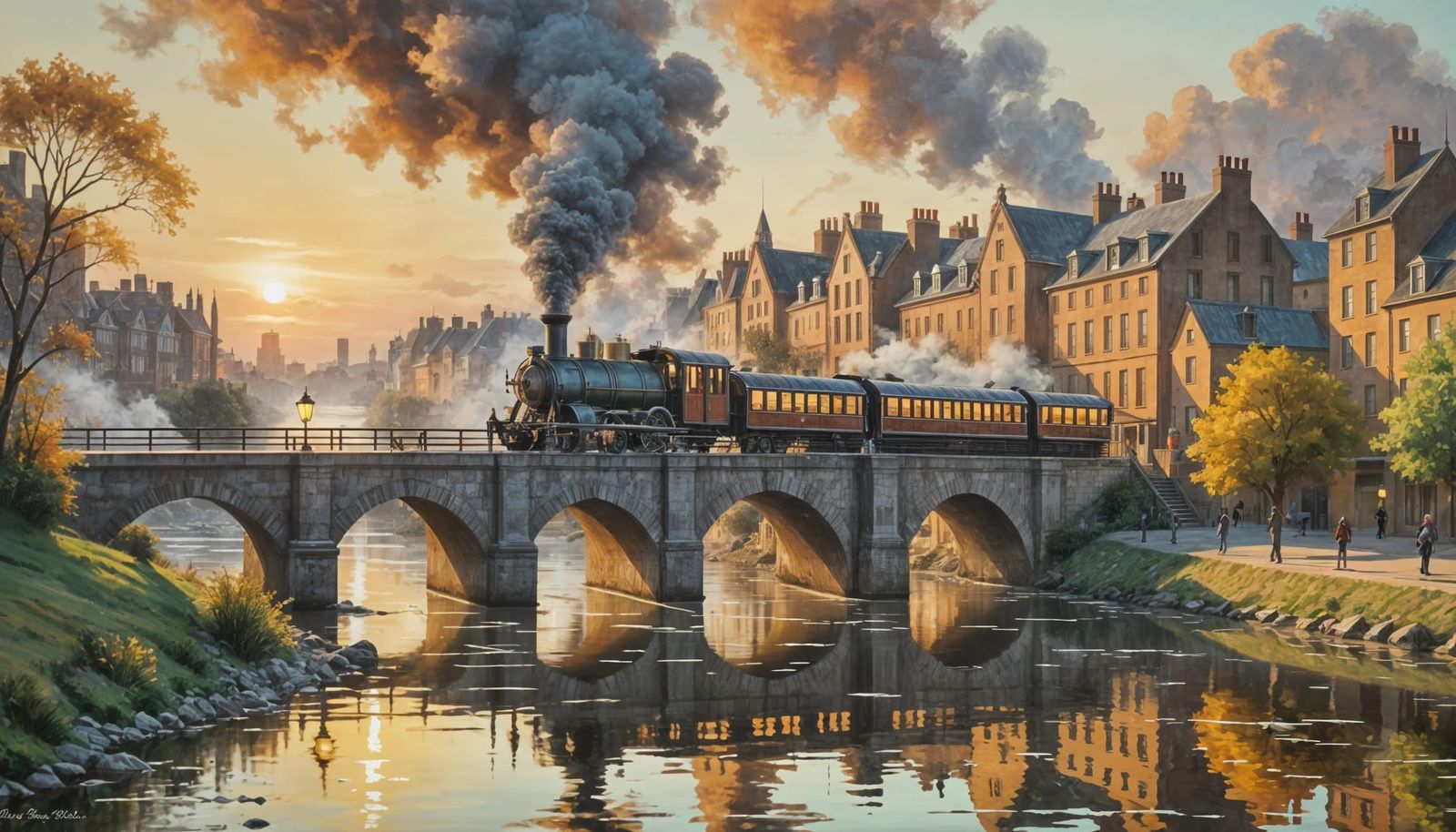 Warm Sunset in Victorian Era Impressionist Painting