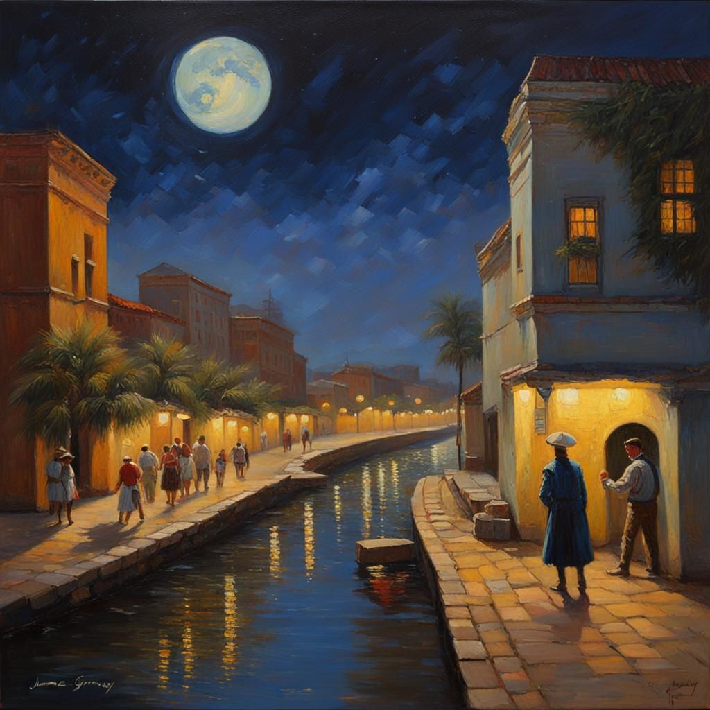 Day and Night Oil Painting