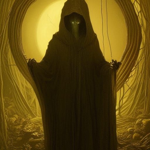 Eerie Demon in Firelight and Moonlight