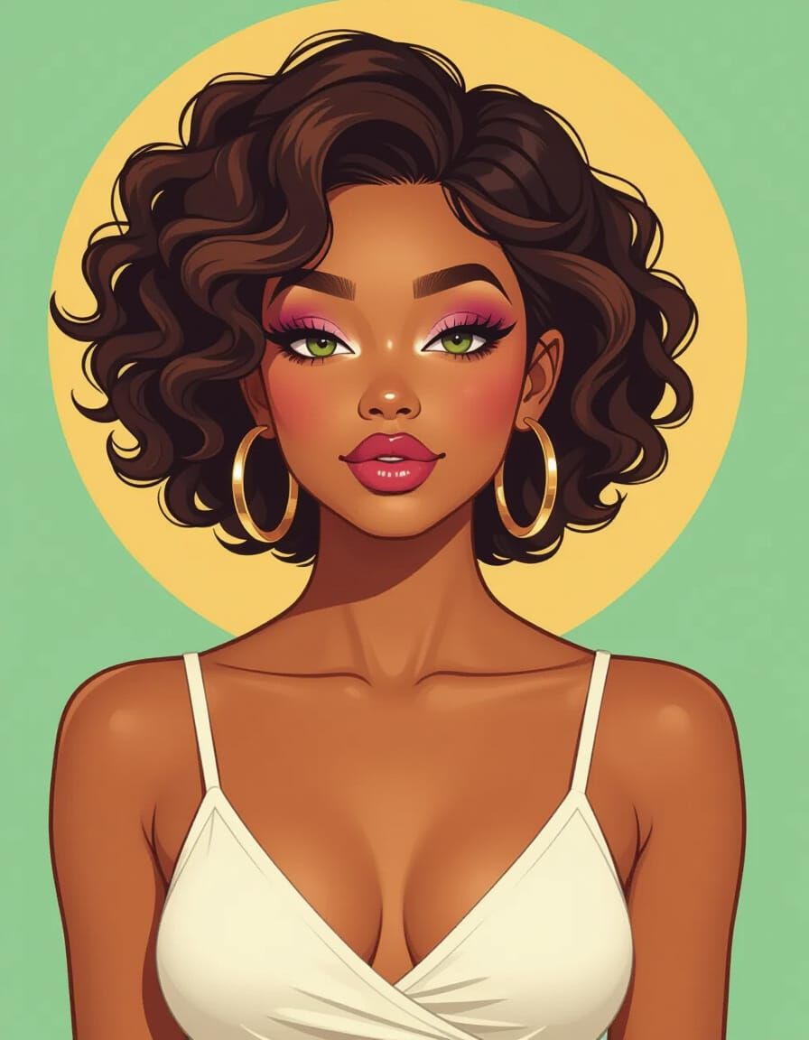 Striking Portrait in Illustrative Digital Art Style