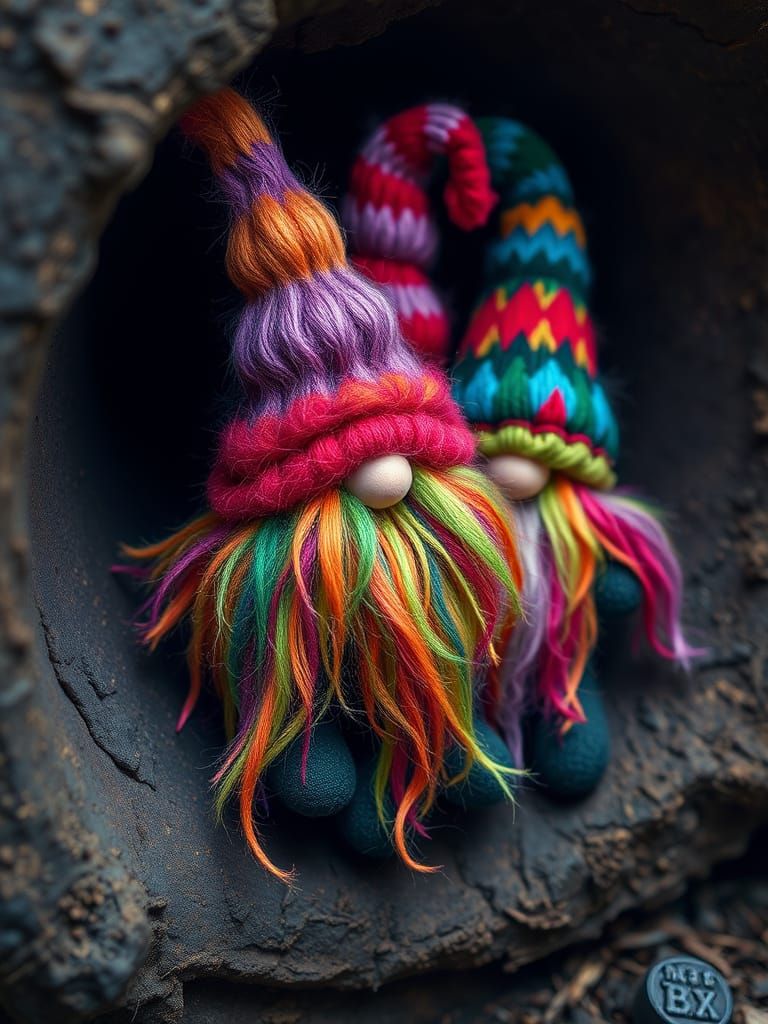 Vibrant Gnomes in Dark Stovepipe