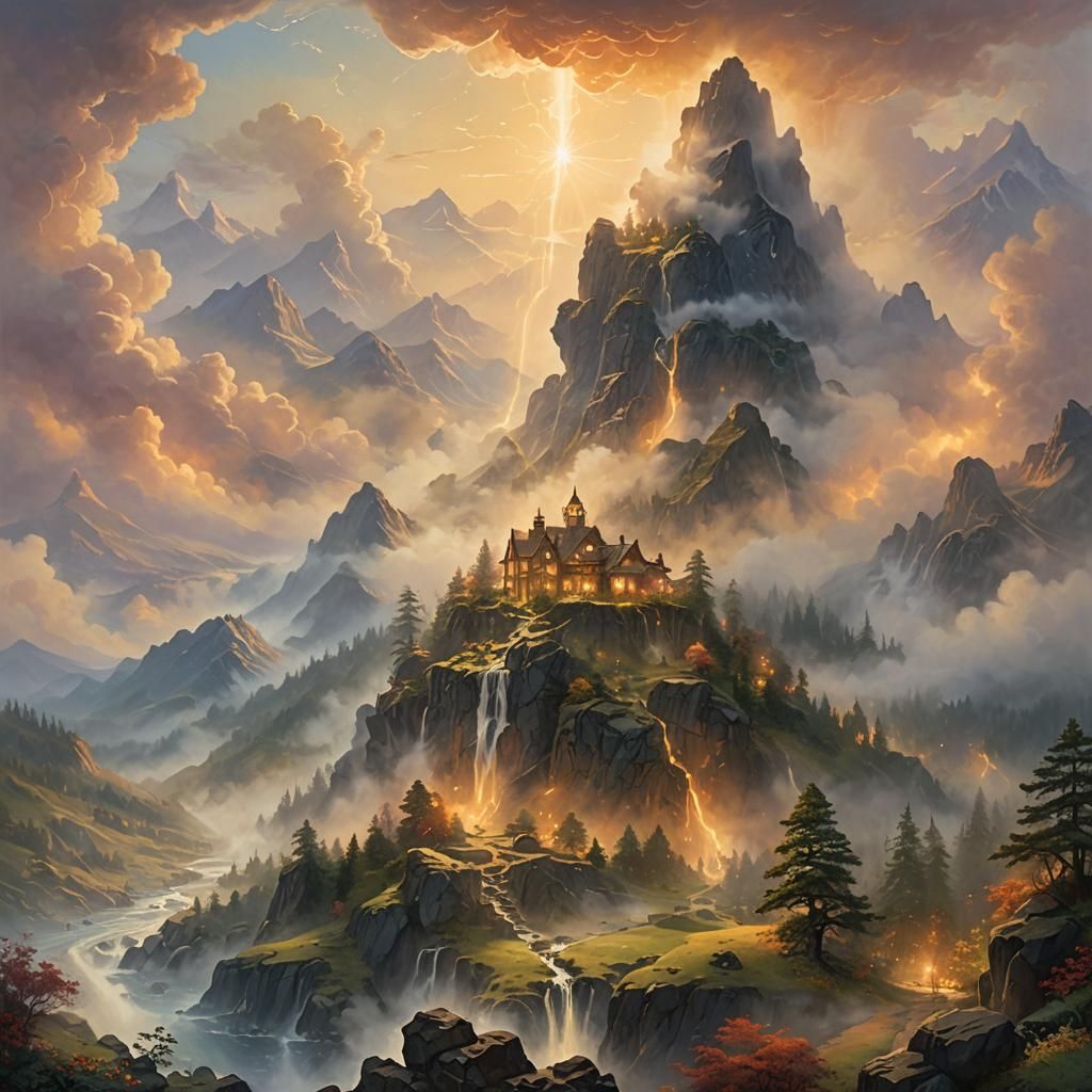 Volcanic Boom in Ethereal Fantasy Art Style