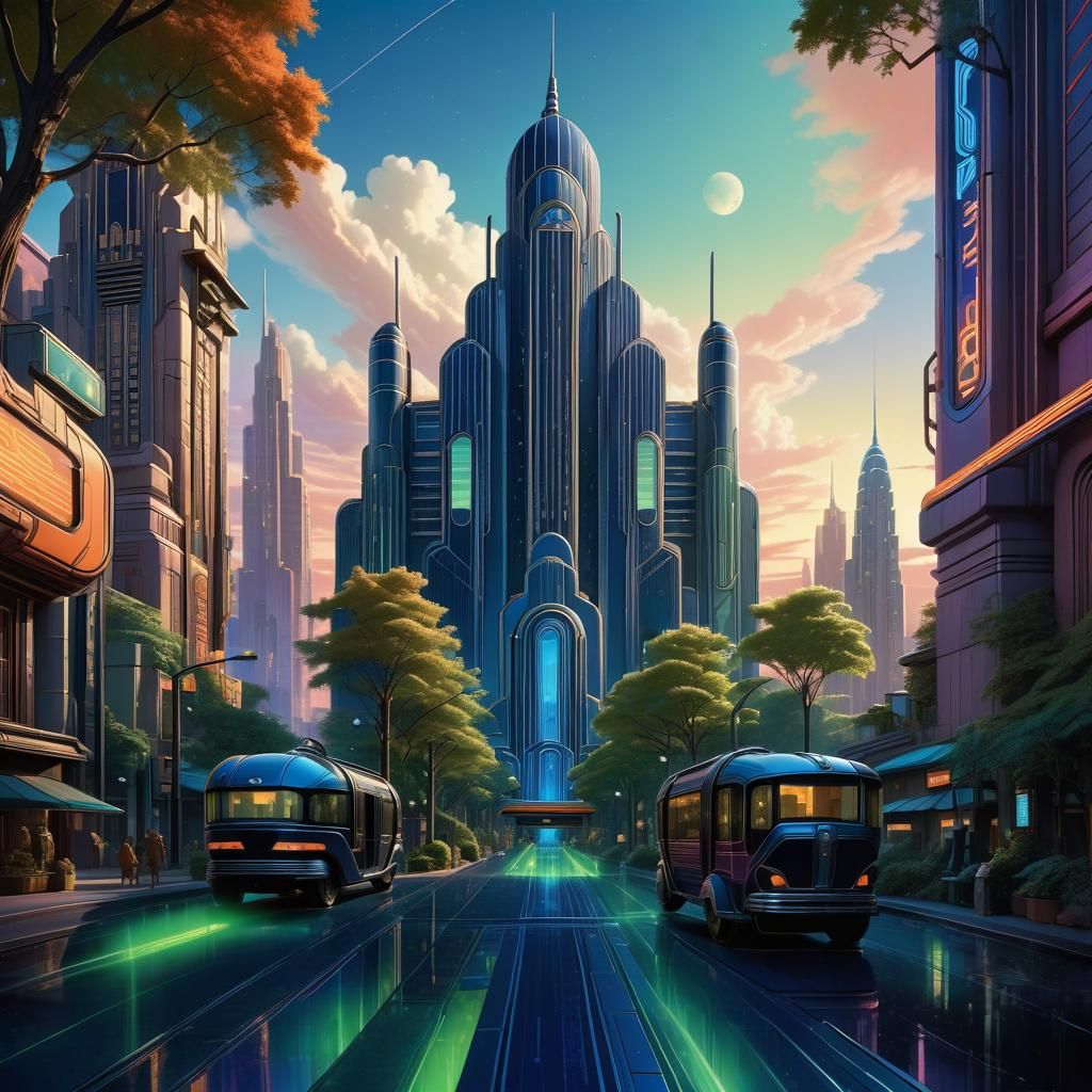 Art Deco Cityscape in a Futuristic Style