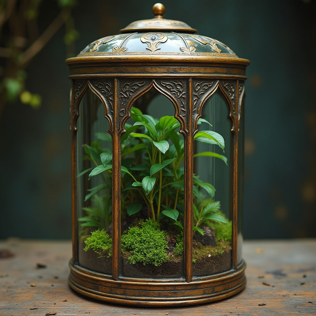 Gothic Brass Terrarium in Steampunk Style