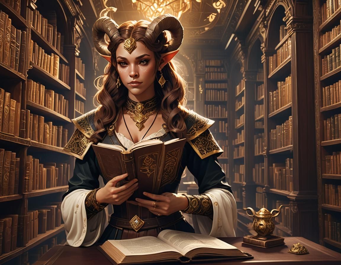 Satyr Student in Mystical Library, 3D Art