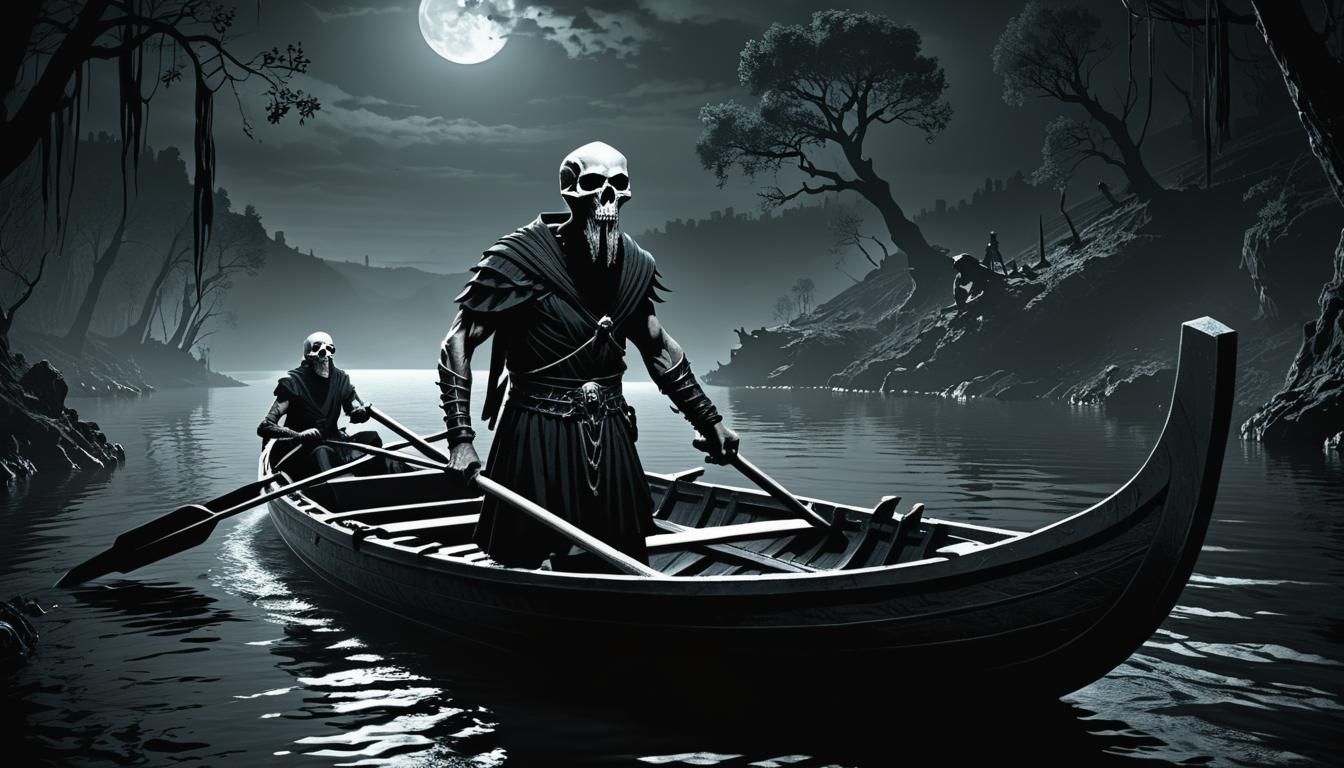 Charon Ferries a Soul to the Underworld