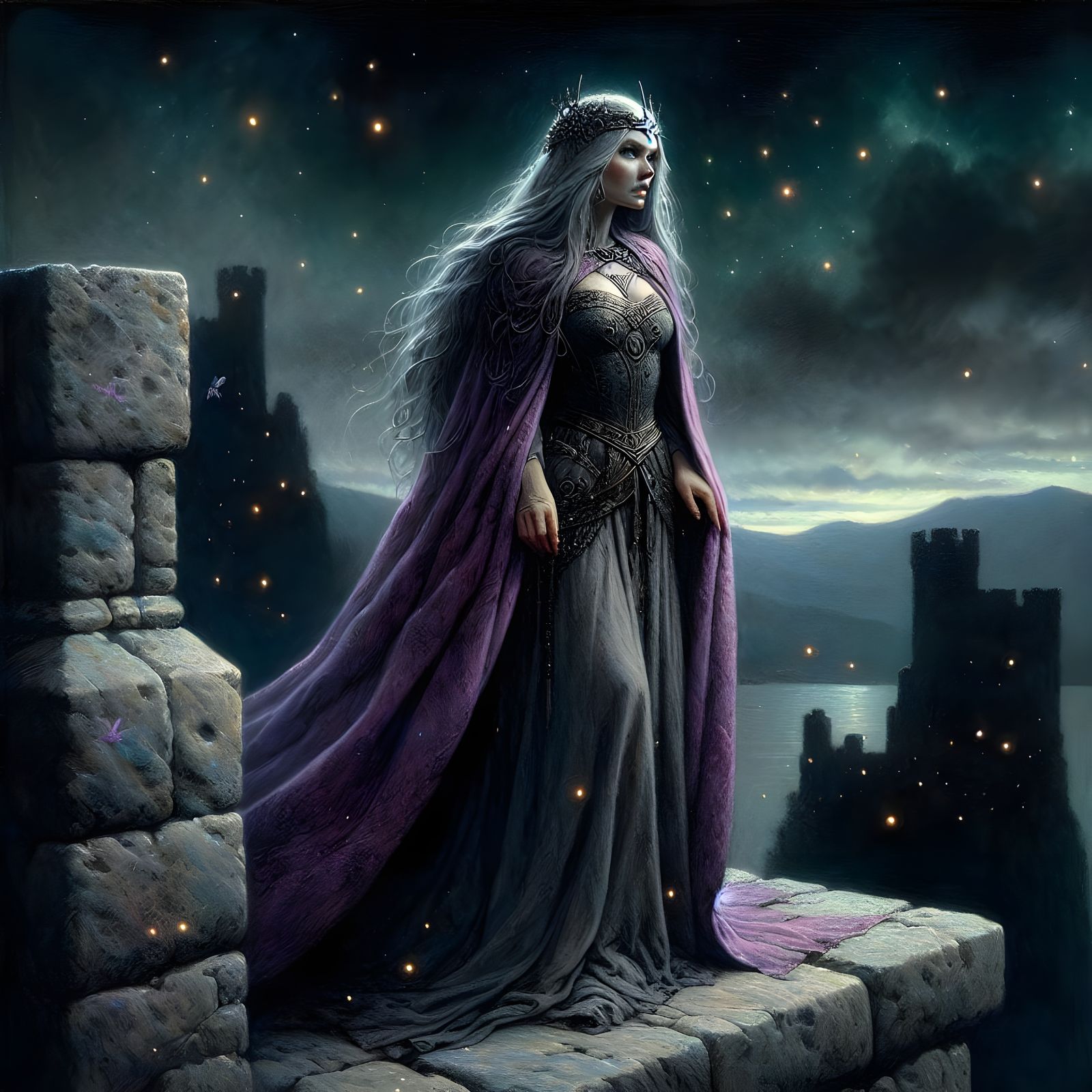 Norse Goddess in Moonlit Majesty