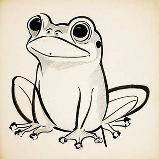 Picasso drawing of a frog in a few black lines