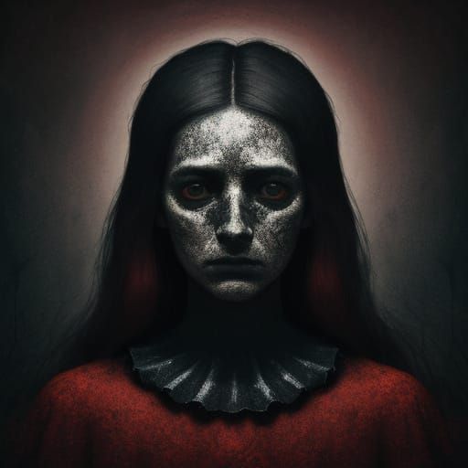 Surreal Portrait of Lost Soul in Infinite Darkness