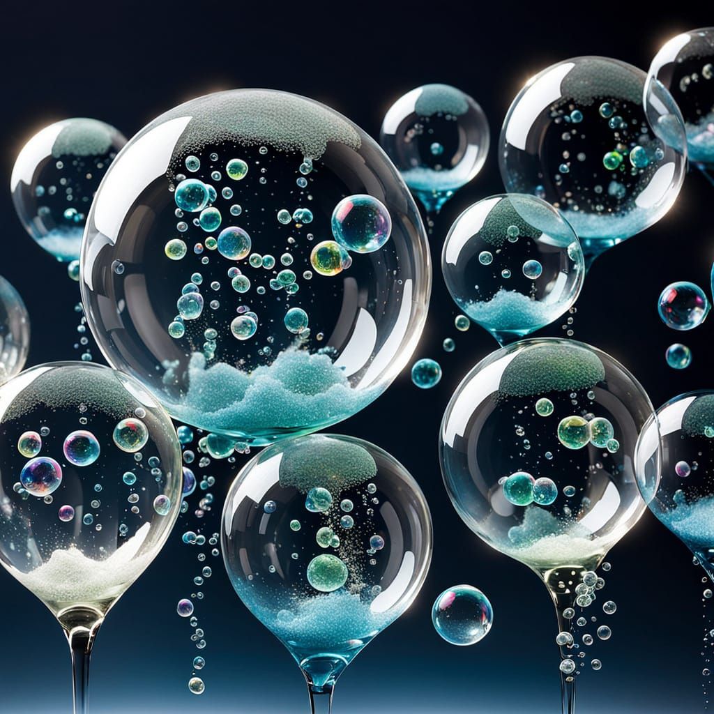 Effervescent Glass Bubbles in Artistic Handblown Style
