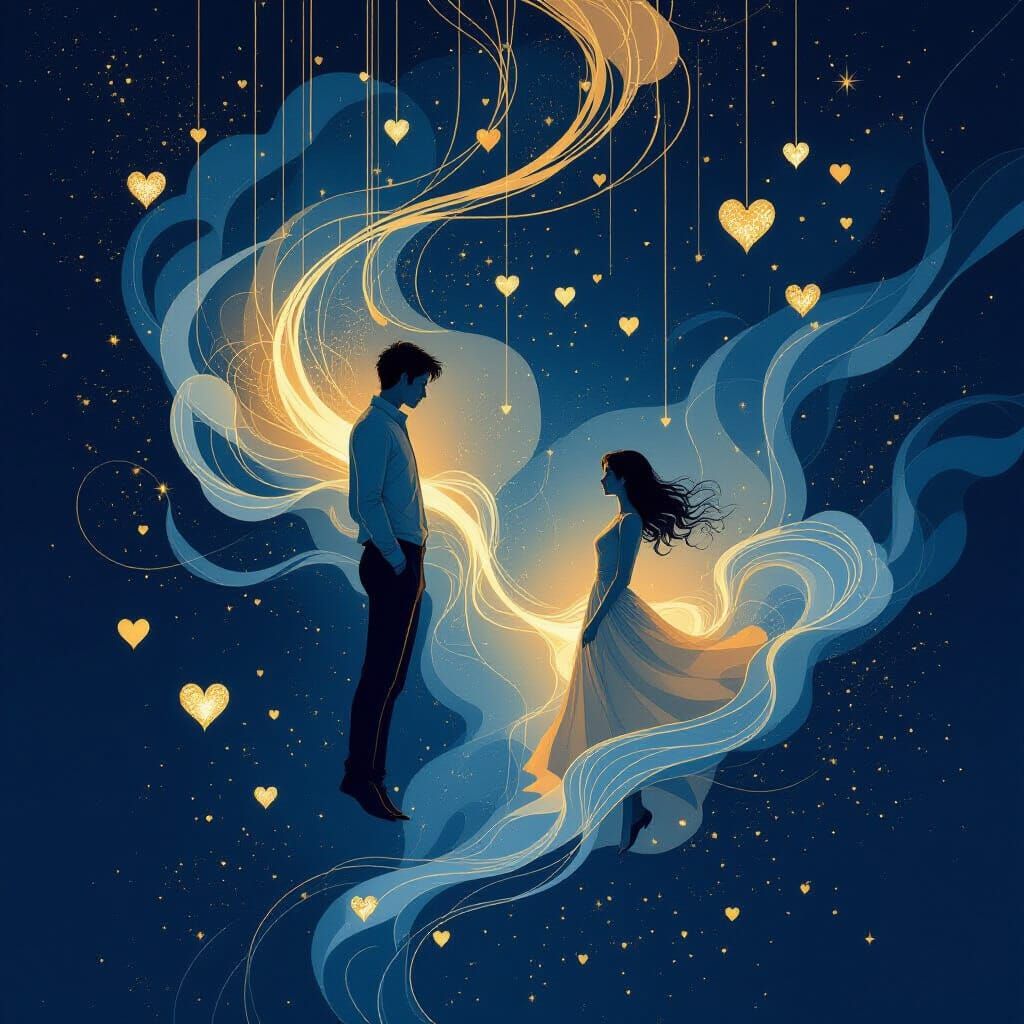 Surreal Souls: Light Trails and Floating Ink