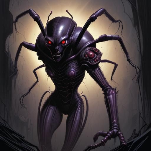 Horrific Dark Alien Insect in Comic Book Style