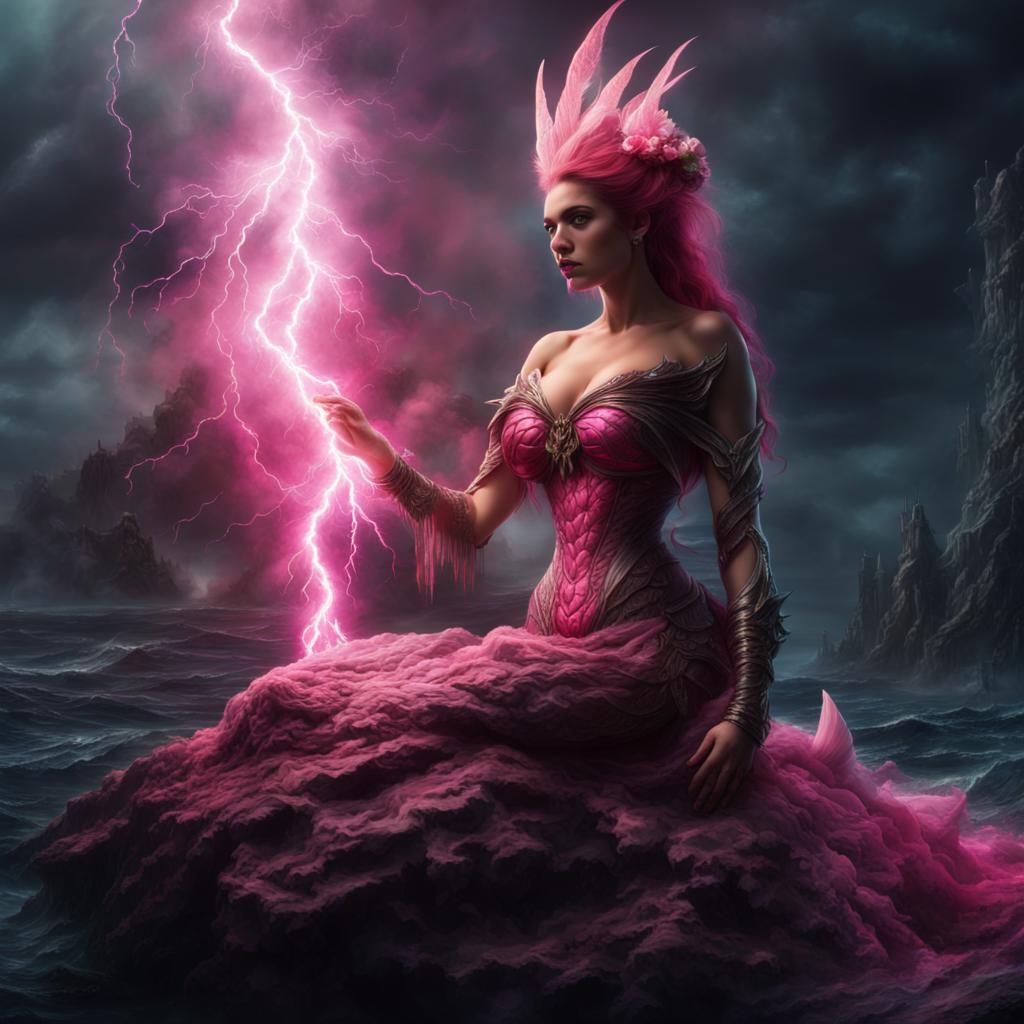 Evil Mermaid Queen with Pink Lightning