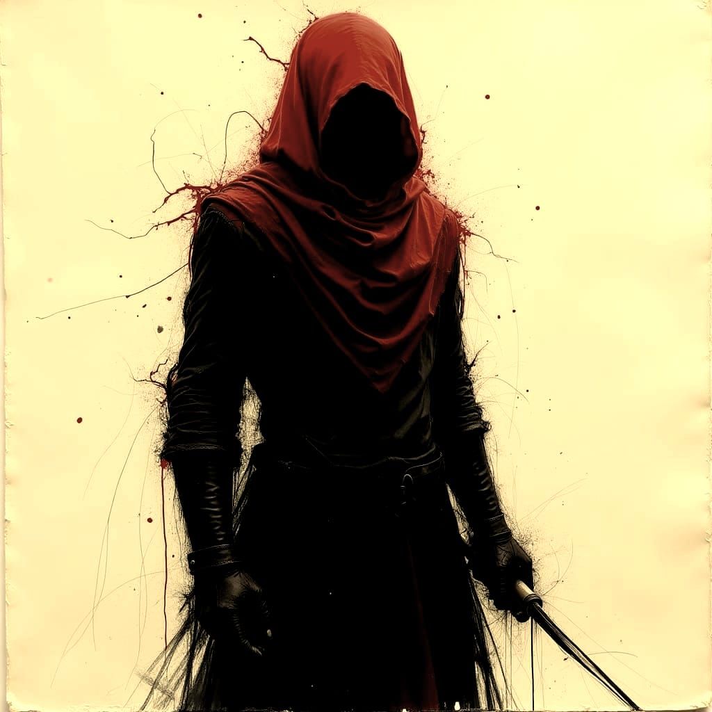 Abstract Etched Sketch in Shades of Red