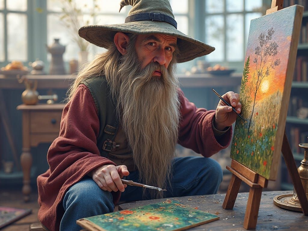 Gnome's Cozy Cottage: A Hyperrealistic Fantasy Portrait