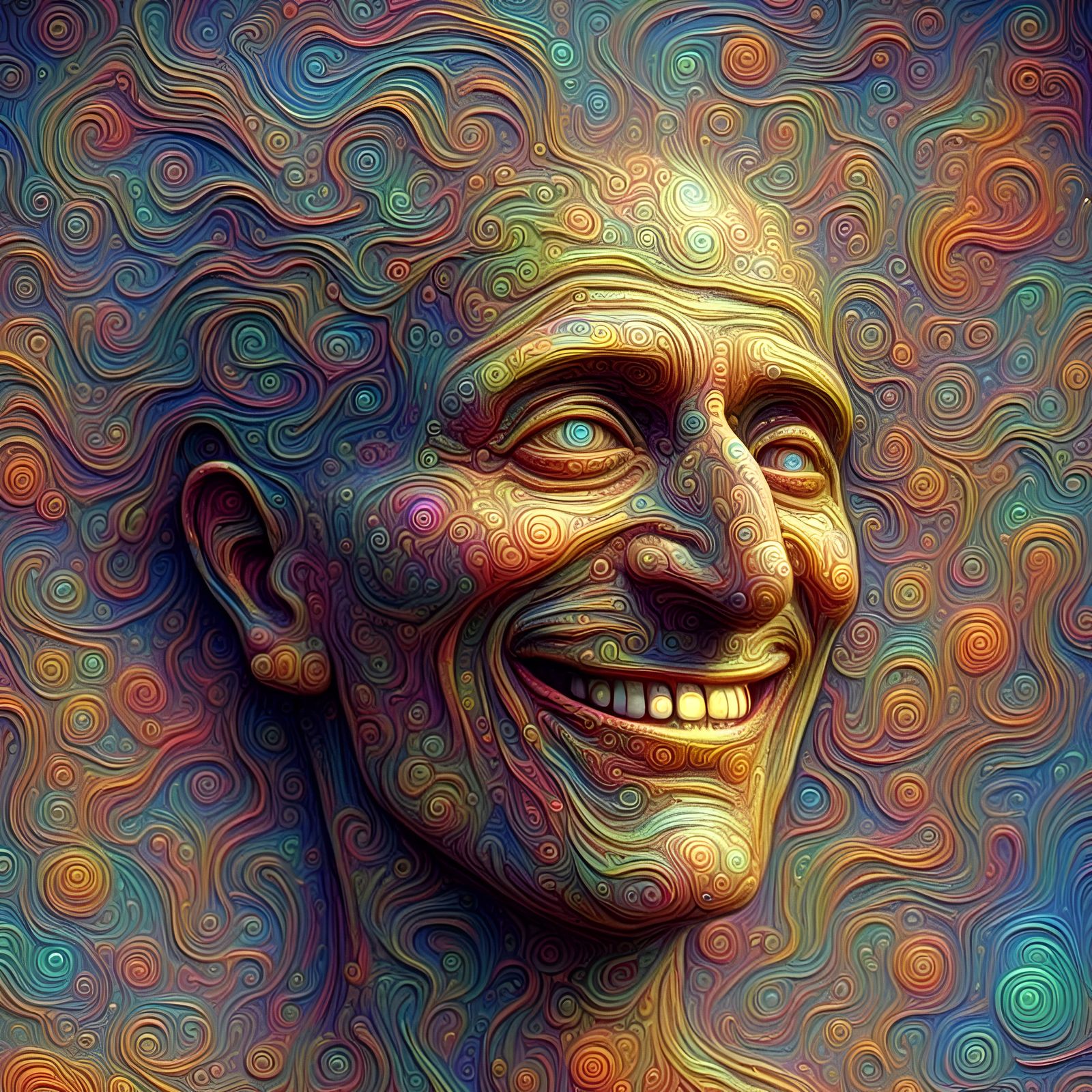 Psychedelic Smiling Face in Dreamlike HD Photography