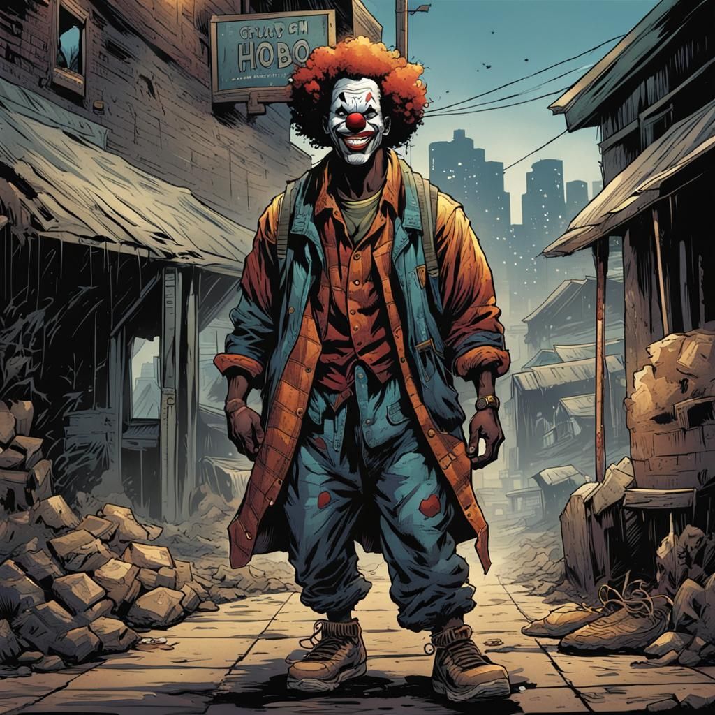 Urban African American Clown in Comic Style