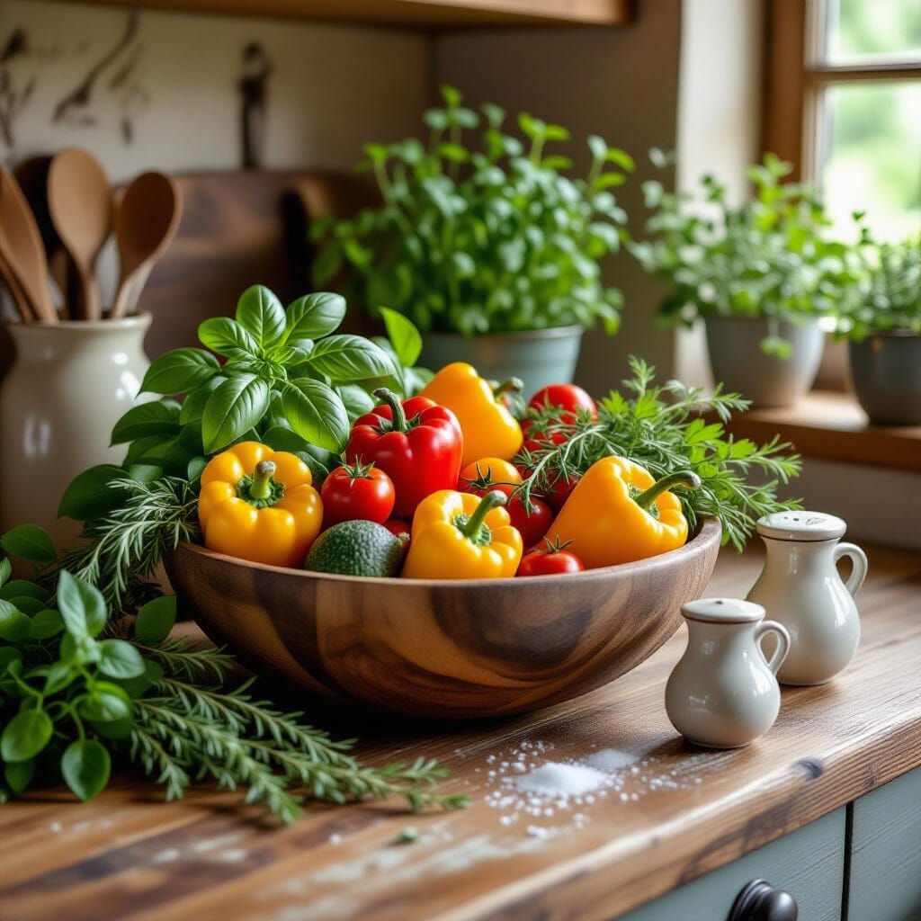 Rustic Kitchen Still Life in Beatrix Potter Style