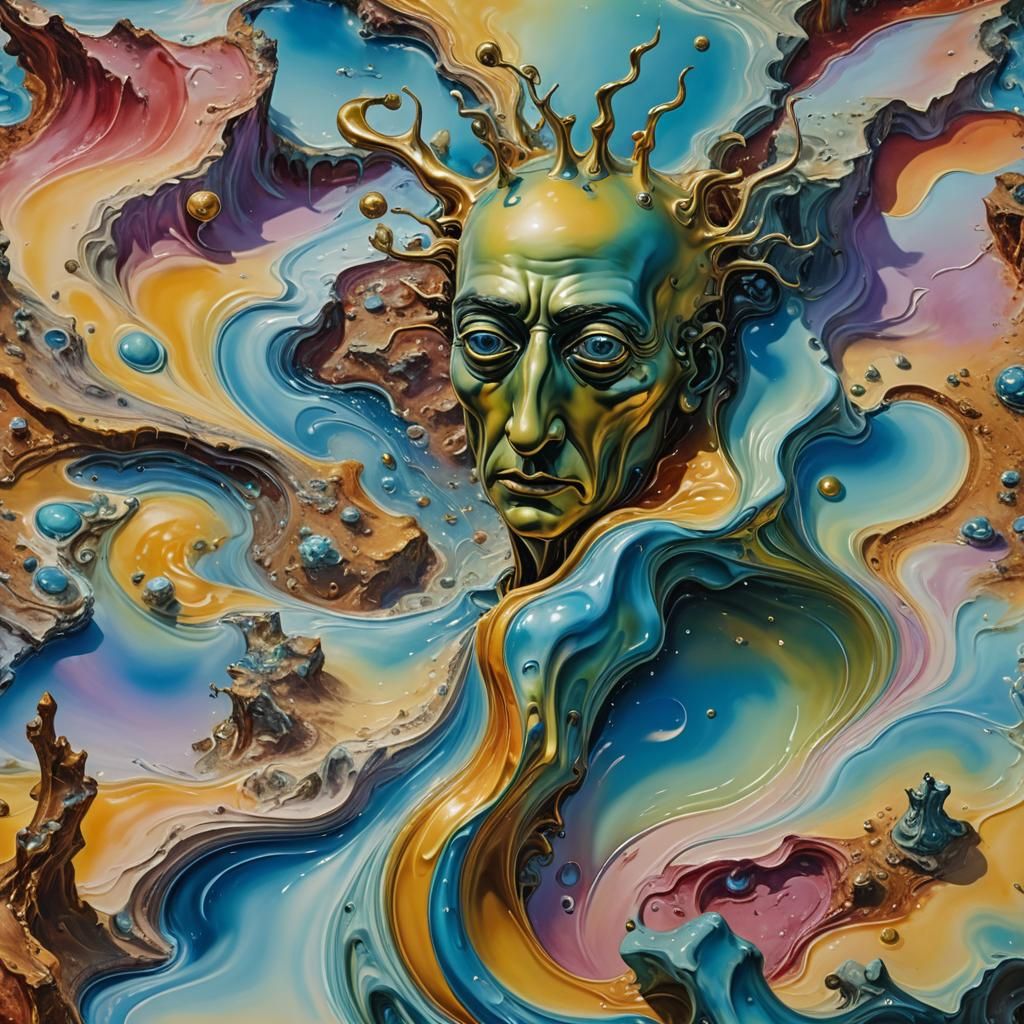 Surreal Creature in Dreamscape, Oil Painting Style