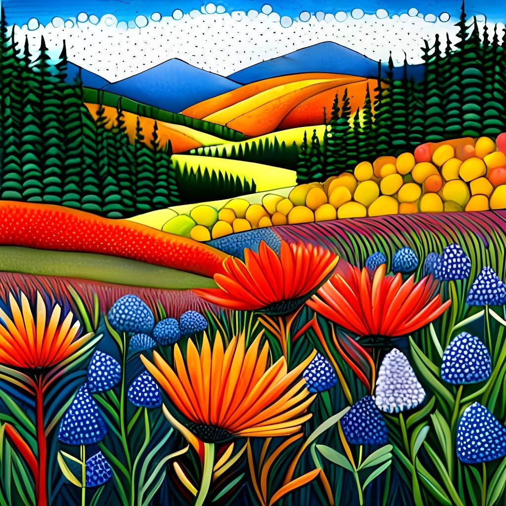 Wildflower Collage in Marimekko Style