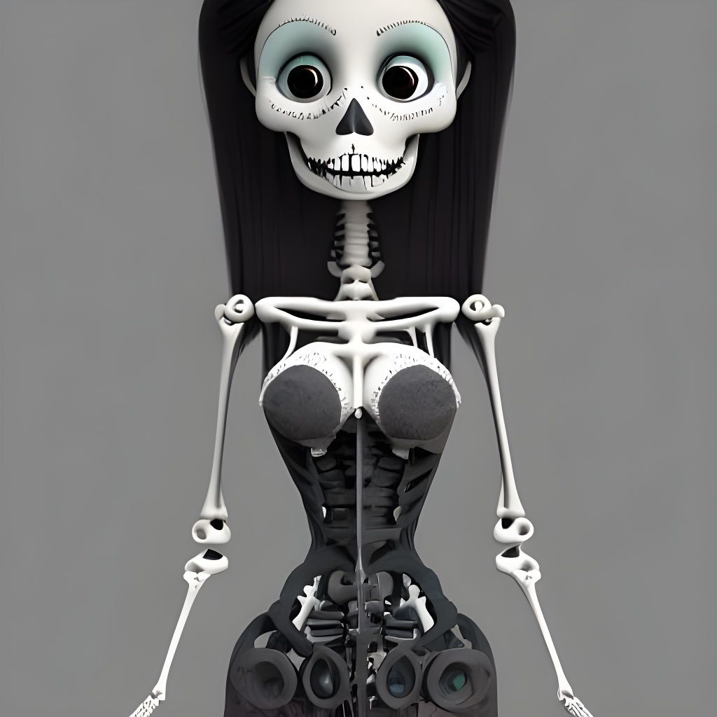 Pixar-Style Skeleton Bride in 3D Digital Art