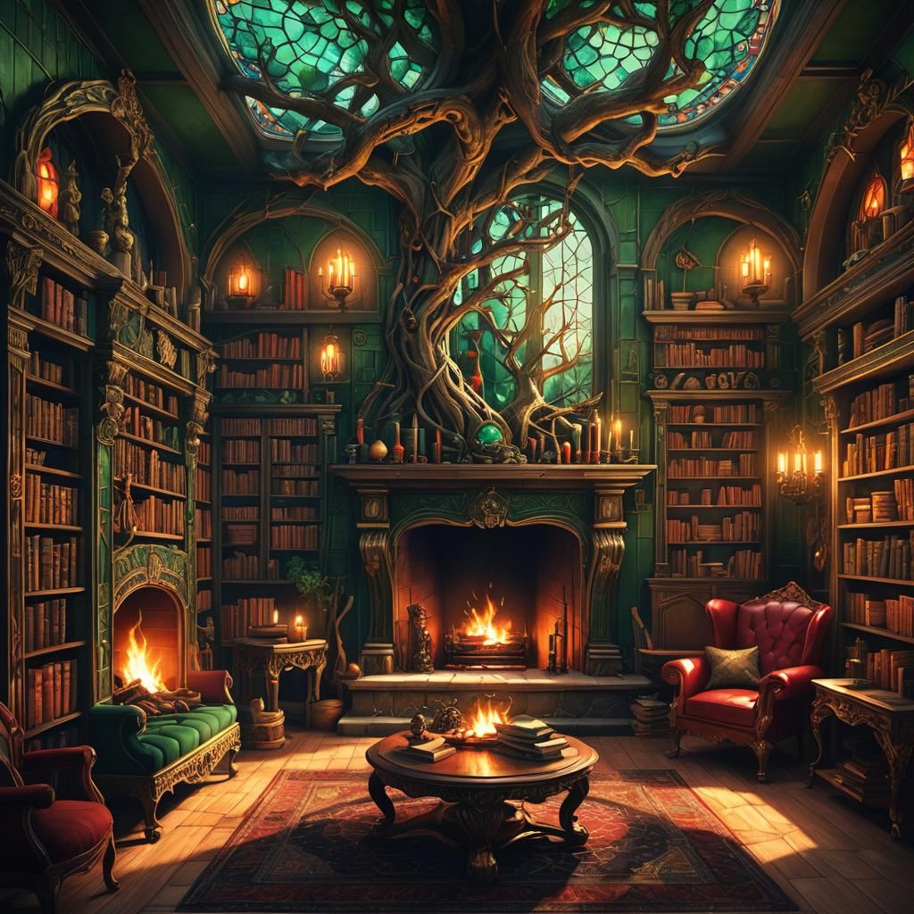 Mystical Fireplace Room Concept Art