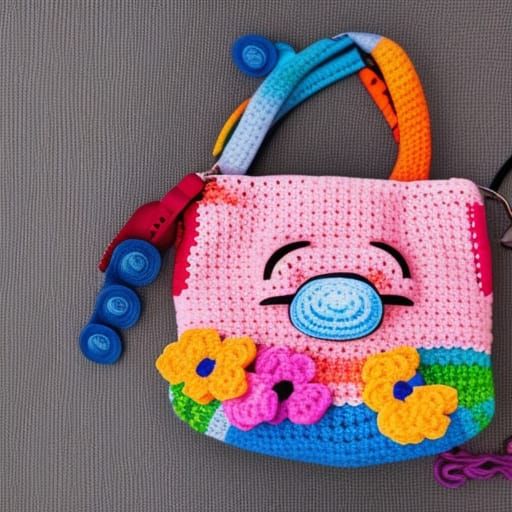Crochet Care Bears Purse in Lisa Frank Style
