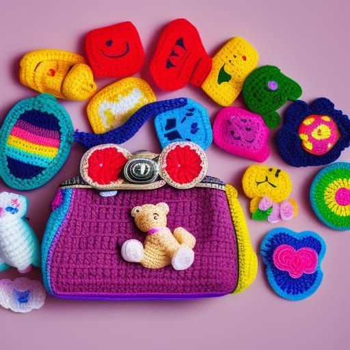 Care Bears Crochet Purse in Professional Photo
