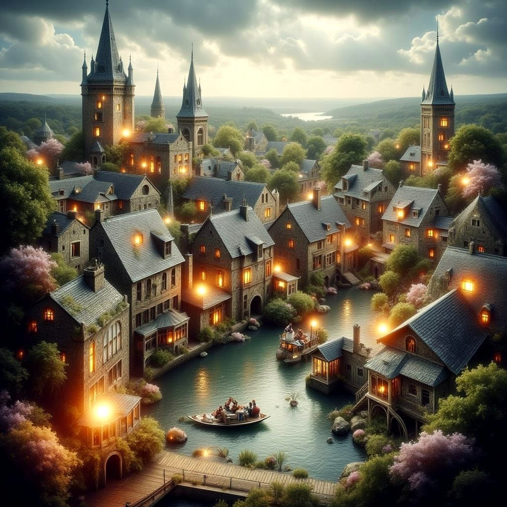 Ethereal English Market Town Amidst Hilly Countryside