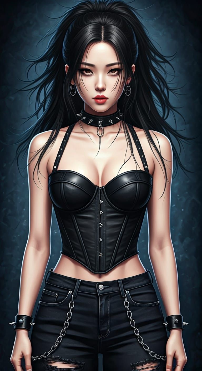 Gothic Anime Woman in Shounen Style