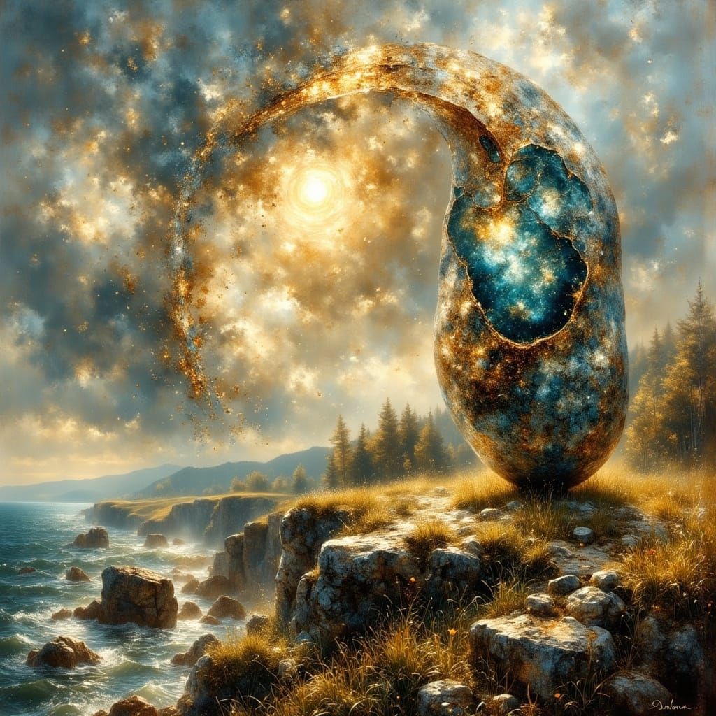 Storm in Agate Pebble Sculpture by the Sea