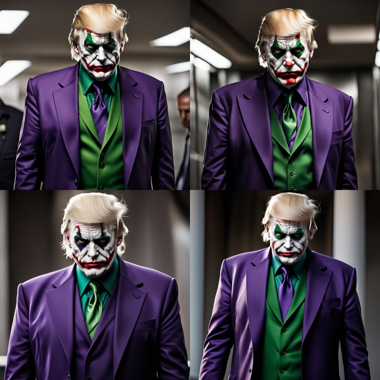 Donald Trump wearing the Joker (2019) Outfit and he looks very edgy and emo
