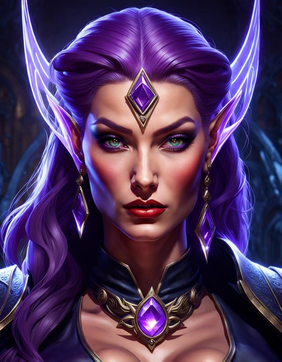 Sinister Elf Mage Portrait in Dark Fantasy Style